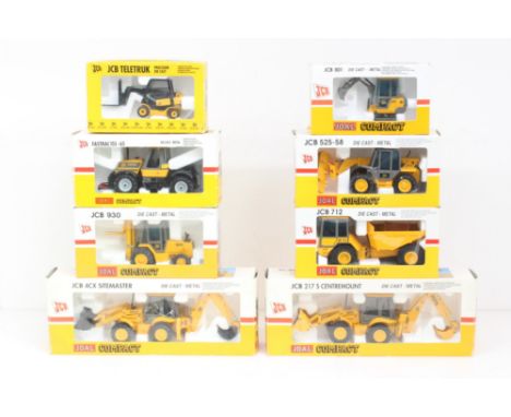 Joal: A collection of eight boxed Joal Compact JCB diecast vehicles, to comprise: 712, 930, 525-58, Teletruk, 801, Fastrac 15