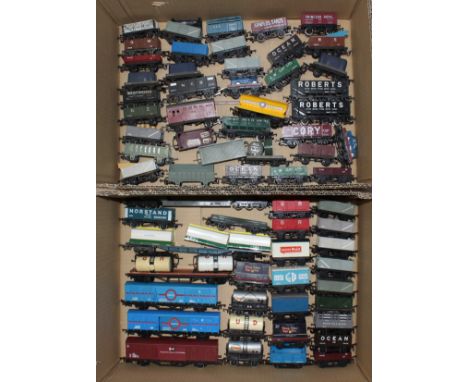 Model Railway: A collection of assorted model railway OO Gauge rolling stock wagons, tankers, containers and others. Unboxed.