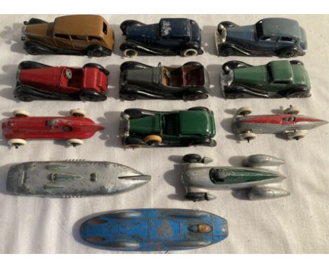 Diecast: A collection of twelve assorted vintage diecast vehicles to include Corgi and Dinky examples. Some slight paintwear 