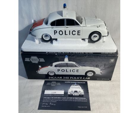 Model Icons: A boxed 1:18 Scale, Model Icons, Jaguar 240 Police Car. Item No. 999001. Limited Edition No. 1108. Original box,