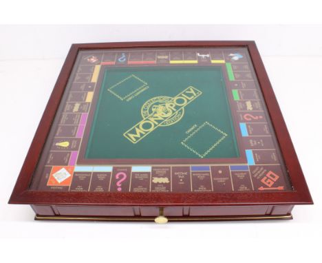 Franklin Mint: A Franklin Mint, The Collector's Edition, Monopoly, with hardwood display table with mahogany-stained finish, 