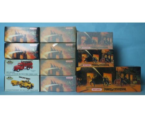 Matchbox Models of Yesteryear, Fire Engine Series, boxed issues: YFE01-YFE09, YFE02/B, YFE04/B, all boxed, five in outer tiss