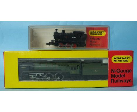 Hornby Minitrix, N Gauge, no.203 4-6-2 Britannia 70000; no.506, 0-6-2 tank engine 47160, both boxed.