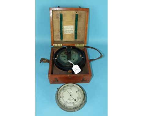 A boxed pattern 42 bearing plate, unsigned, 20.5 x 20.5cm x 14cm and a MkI  compensated barometer by T Wheeler no.7295/41, 14