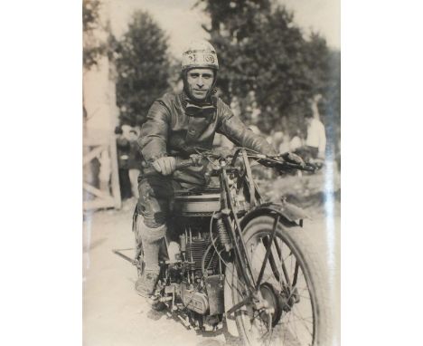A collection of 1920's photographs, mainly of Mr R T Cawthorne, competing in motorcycle races in England and abroad, usually 