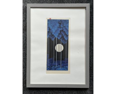 Teruhide Kato - Blue Moon - Woodblock Print. 