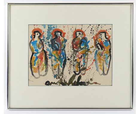 HEYBOER, Anton (1924-2005), "Vier Figuren", Gouache/Papier, 26 x 36, unten Mitte signiert, R. 