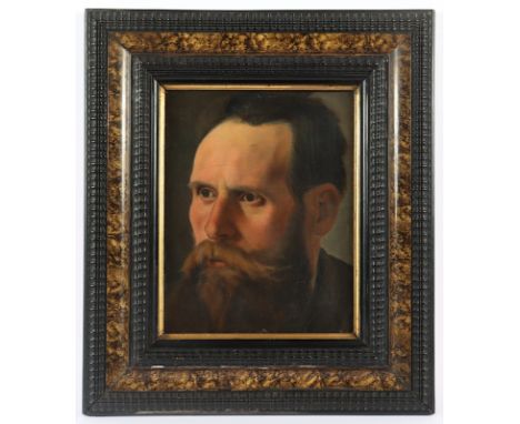 MALER 2.H.19.JH., "Portrait eines Mannes", Öl/Lwd., 29 x 23 (beschnitten), auf Holz aufgezogen, R. 
