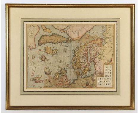 NORDSEE, Nordatlantik mit Amerika, Grönland, Island, Skandinavien u. England, "Septentrionalium Regionum descrip.", koloriert