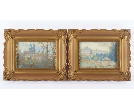 JAROS, Bohumil (1856-1924), "Paar kleine Pragansichten", Gouache/Papier, 8,5 x 11,5, jeweils signiert, R. 