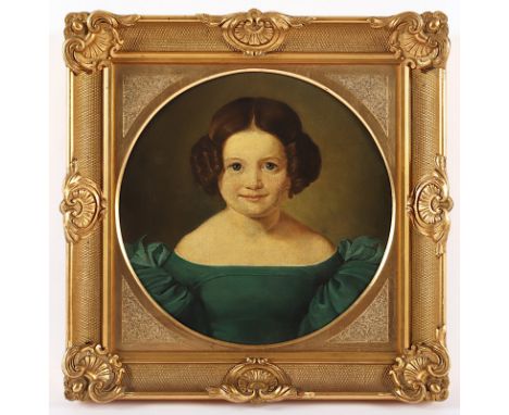 PORTRAITMALER UM 1840, "Bildnis der Johanna Maria Pauline Langenscheidt, geb. Hartmann (*1832)", Öl/Lwd., 25 x 25, R. 