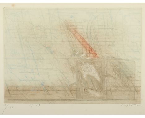 DAHMEN, Karl Fred, "Abstrakt", Original-Farbradierung, 27 x 38,5, nummeriert 24/100, handsigniert, datiert 1979, R. 