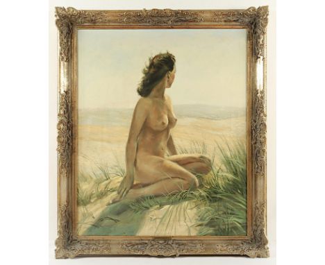 GRIMM, Heiner (1913-1985), "Sitzender Frauenakt", Öl/Leinwand, 91 x 75, unten links signiert, R.  
