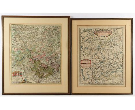 ZWEI LANDKARTEN TRIER, RHEINLAUF, Kupferstiche, koloriert, 55 x 43, besch., 18.Jh., R. 