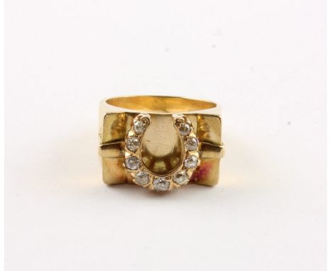 RING, 585/ooo Roségold, geprüft, besetzt mit Diamantrosen, RG 52, 8,2g 