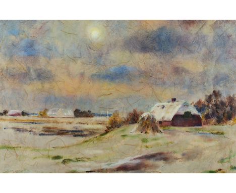 BERNDT-ELBING, Karl-Heinz (*1934), "Winterliche Landschaft", Aquarell/Japan, 60 x 87, unten links signiert und datiert 1993, 