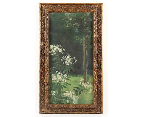 KIRSCHNER, W. (Maler A.20.Jh.), "Gartenansicht", Öl/Lwd., 92 x 46, min.besch., oben rechts signiert, R. 