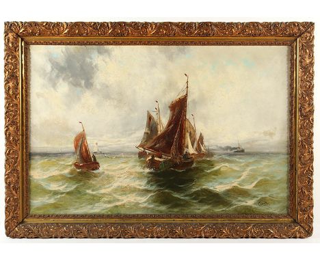 LOSTER, E. (Marinemaler um 1900), "Fischerboote auf See", Öl/Lwd., 69 x 106, unten rechts signiert, R. 