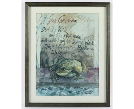 GRASS, Günther, "Seit Grimms Zeiten sitzt die Kröte...", Farboffset, 42 x 31, oben links handsigniert, R. 