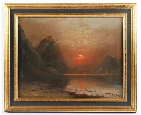 FUCHS, Therese (1849-1910), "Sommernacht in Norwegen", Öl/Holz, 32 x 41, unten rechts signiert und "1896" datiert, verso mit 