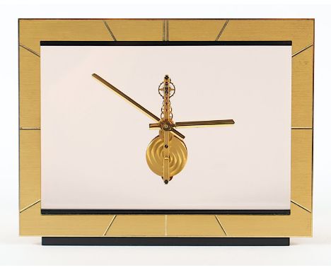 TISCHUHR, Messing, vergoldet, Stabwerk, gangbar, L 19,5, wohl Jaeger-LeCoultre, um 1960 
