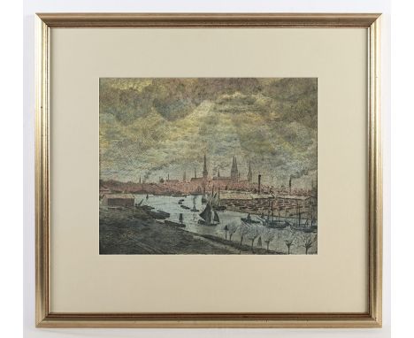THIEME, Leopold (1880-1963), "Lübeck", Radierung, koloriert, 31 x 38, in der Platte signiert und datiert 1916, R. 