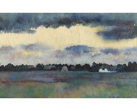 BERNDT-ELBING, Karl-Heinz (*1934), "Nordfriesische Landschaft", Aquarell/Japan, 45 x 72, unten rechts signiert und datiert 19
