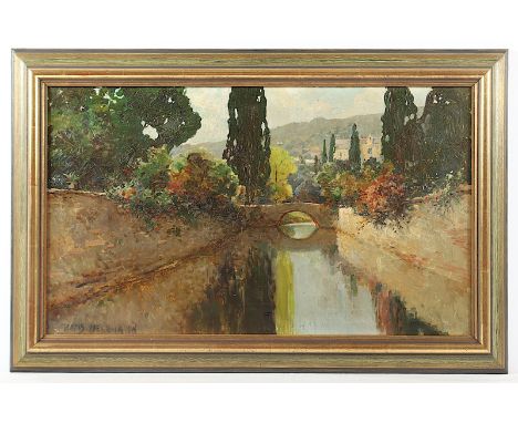 HERRMANN, Hans (Maler A.20.Jh.), "Südliche Stadtansicht", Öl/Lwd., 38 x 65, rest., unten rechts signiert, R. 