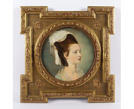 RAHMEN MIT PORTRAIT, Falzmaß Dm 26, 19.Jh. 