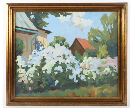 JACKOWSKI, Frantz von (1885-1974), "Gartenansicht", Tempera/Papier, 50 x 60, unten rechts signiert und "23" datiert, R. 