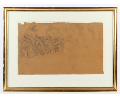 LIEBERMANN, Max, "Studie", Kohle, Bleistift/Papier, 34 x 56, unten links signiert, R. 
