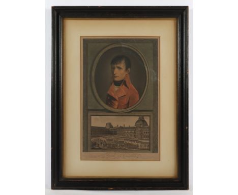 NAPOLEON, Bonaparte premier consul de la République Française, nach Boilly, gestochen von Levachez, kolorierte Radierung, 38 