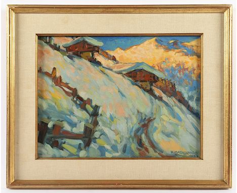 KATHOLNIGG, Hans (1892-1976), "Winterliche Berglandschaft", Öl/Lwd., 30,5 x 40,5, unten rechts signiert und "1927" datiert, R