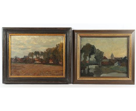 KRUCHEN, Medardus (1876-1957), "Paar Landschaften", Öl/Platte, 28 x 34 und 31 x 40, verso Nachlassetikett, R. 