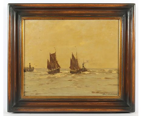 HAMBÜCHEN, Georg (1901-1971), "Seestück mit Fischerbooten", Öl/Lwd., 40 x 50, unten rechts signiert, R. 