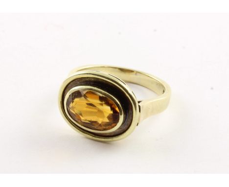 CITRIN-RING, 585/ooo Gelbgold, RG 55, 5,3g 