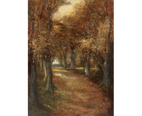 LÜTGENDORFF-LEINBURG, Willibald Leo Freiherr von (1856-1937), "Waldweg im Herbst", Öl/Lwd., 80 x 60, unten rechts signiert, R