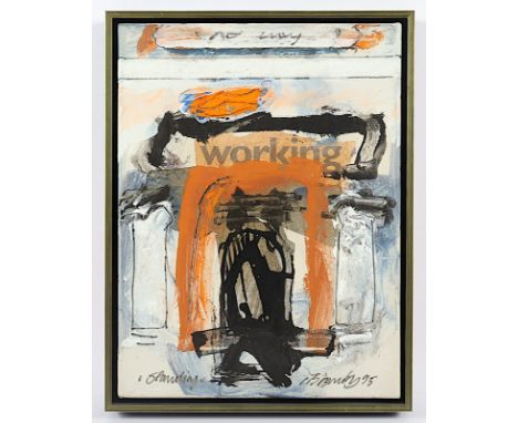 BRANDY, Robert (*1946), "No way working - standing", Mischtechnik und Collage/Lwd., 40 x 30, betitelt, handsigniert und datie