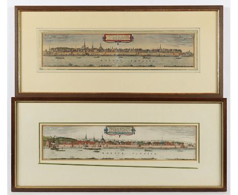 ZWEI ANSICHTEN BONN, kolorierte Kupferstiche, 10 x 45, Braun &amp; HOGENBERG, 1575/1620, R. 