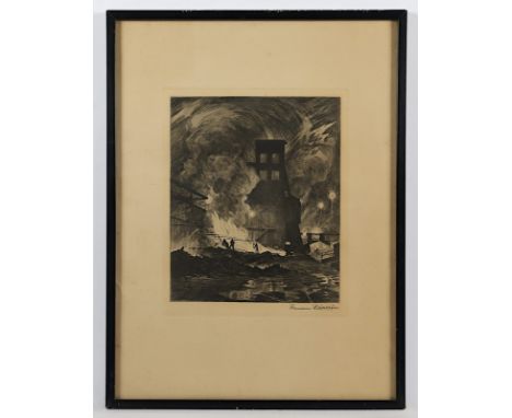 KÄTELHÖN, Hermann (1884-1940), "Hüttenwerk bei Nacht", Radierung, 26 x 20, handsigniert, R. 