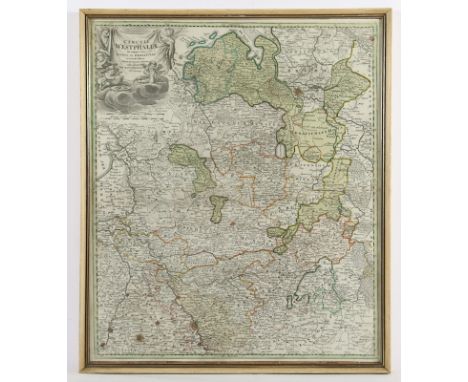 WESTFALEN - CIRCULI WESTPHALIAE, kolorierte Kupferstichkarte, 57 x 49, Joh. Bapt. HOMANN, Nürnberg, um 1750, R. 