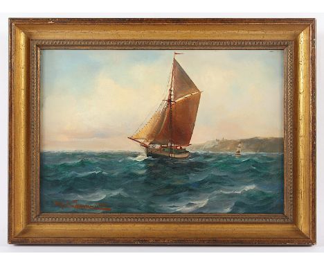 JENSEN, Alfred (1859-1935), "Fischerboot", Öl/Lwd., 24,5 x 36, unten links signiert und "1914" datiert, R. 