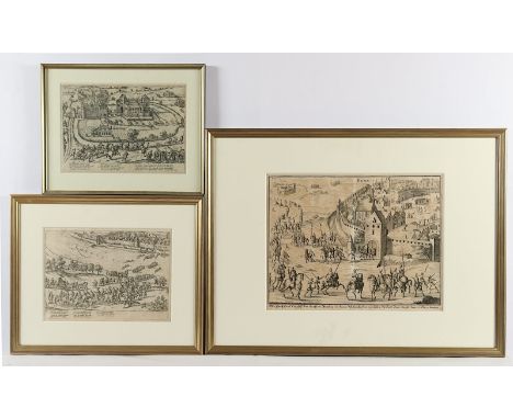 DREI STICHE BONN, "Belagerung", bis 30 x 40, 17.Jh., R. 