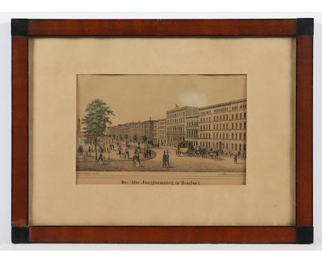 DER HAMBURGER JUNGFERNSTIEG, kolorierte Lithografie, 13 x 20, M.19.Jh., R. 