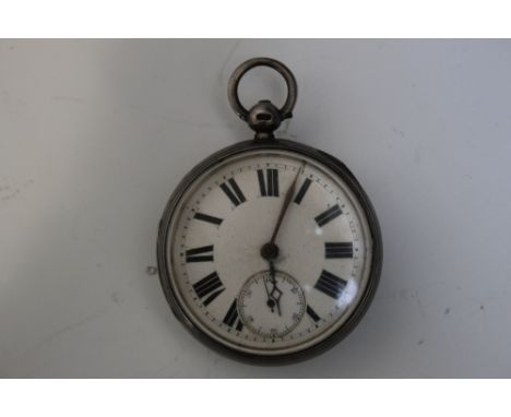 A HALLMARKED SILVER FUSEE OPEN FACED MANUAL WIND POCKET WATCH - CHESTER 1890, Dia 5.25 cm