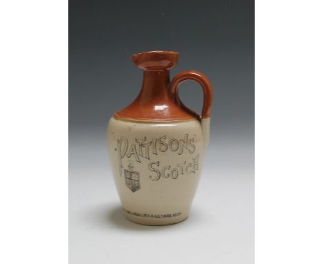 A RARE PATTISONS SCOTCH STONEWARE WATER JUG, text around base reads ' HIGHLAND DISTILLERS LEITH LONDON GLENFARCLAS GLENLIVET 