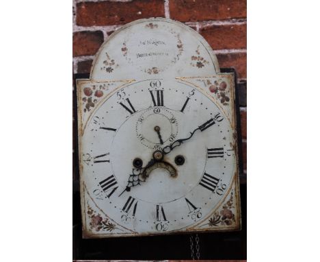 A 19TH CENTURY OAK LONGCASE CLOCK BY ROGERS OF BRIDGNORTH, arched painted dial with subsidiary dial and date aperture, the ca