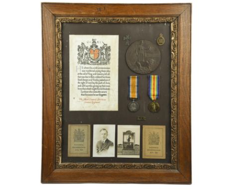 The Great War pair of medals to Private Osbert Edward Hotchkiss, 1st/18th Batallion London Regiment (London Irish Rifles), to