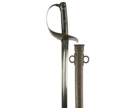 A British 1899 pattern cavalry trooper's sword, heavy slightly curved blade 32.5 in. (point rounded off), marked for Enfield 