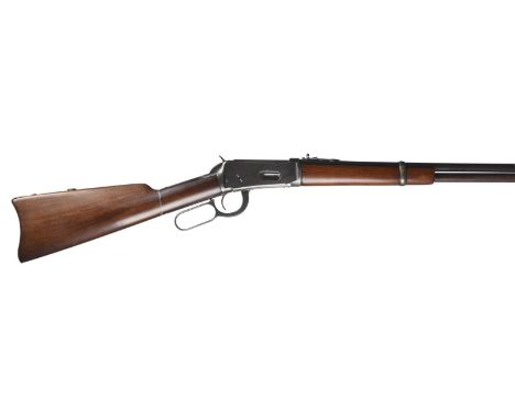 A .32-40 Winchester model 1894 saddle ring carbine, round barrel 20 in., Marbles buckhorn back sight, action with saddle ring